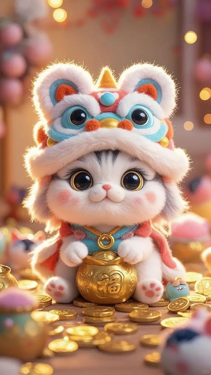 May mắn hình nền mèo thần tài 3D phong thủy tuyệt vời 52