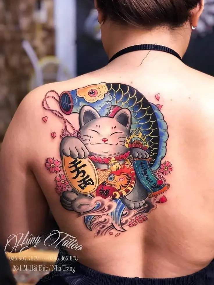 Mèo thần tài hình xăm - Biểu tượng mang lại may mắn 8