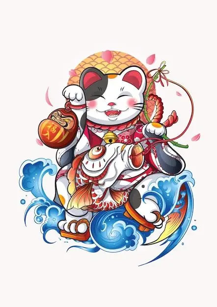 Mèo thần tài hình xăm - Biểu tượng mang lại may mắn 24