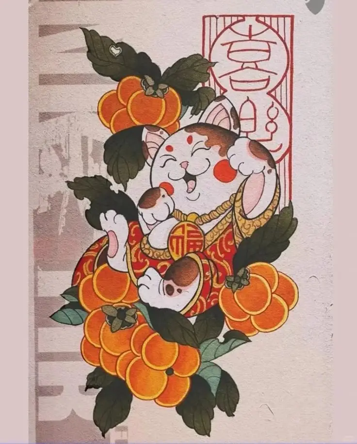 Mèo thần tài hình xăm - Biểu tượng mang lại may mắn 28