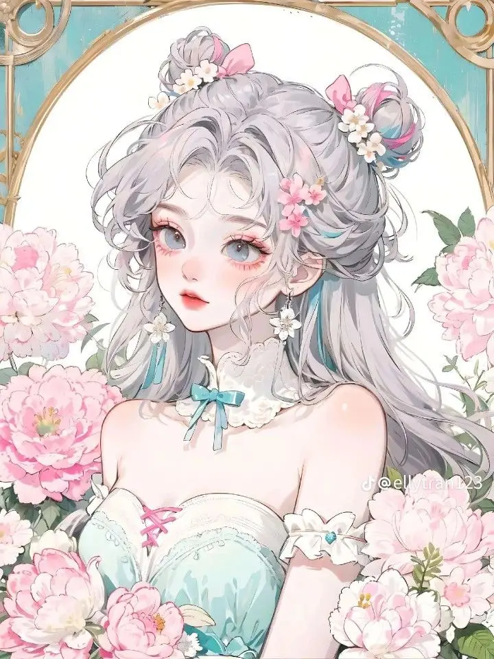 Quay Lưng Ảnh Cô Gái Cầm Hoa Anime Đẹp 20