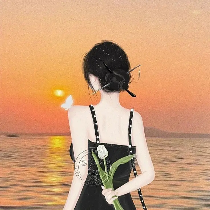 Quay Lưng Ảnh Cô Gái Cầm Hoa Anime Đẹp 25