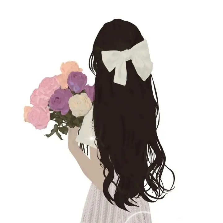 Quay Lưng Ảnh Cô Gái Cầm Hoa Anime Đẹp 31