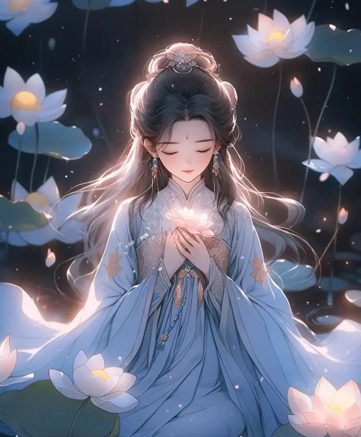 Quay Lưng Ảnh Cô Gái Cầm Hoa Anime Đẹp 36