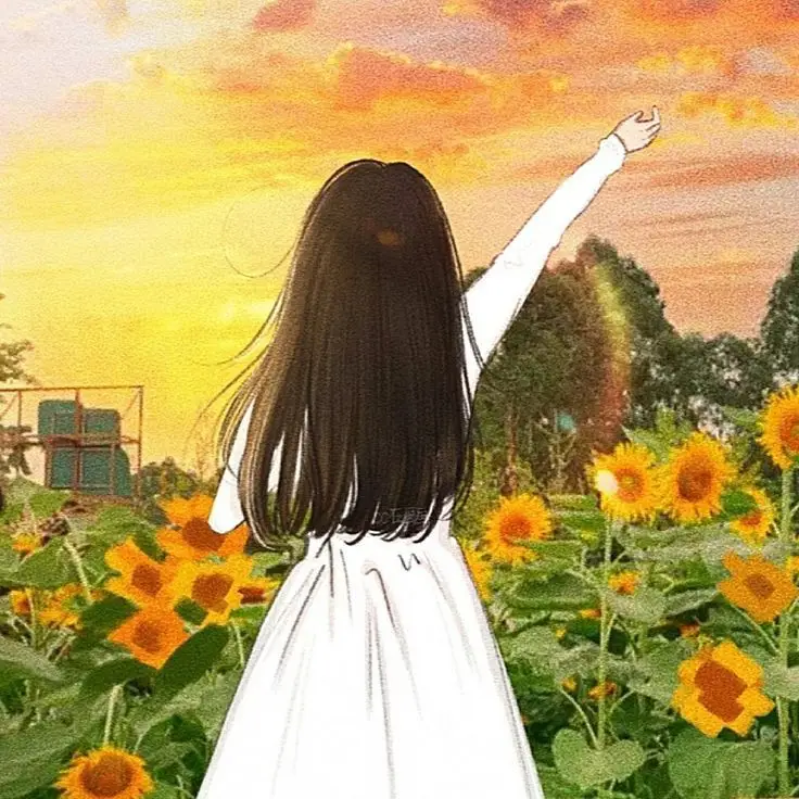 Quay Lưng Ảnh Cô Gái Cầm Hoa Anime Đẹp 65