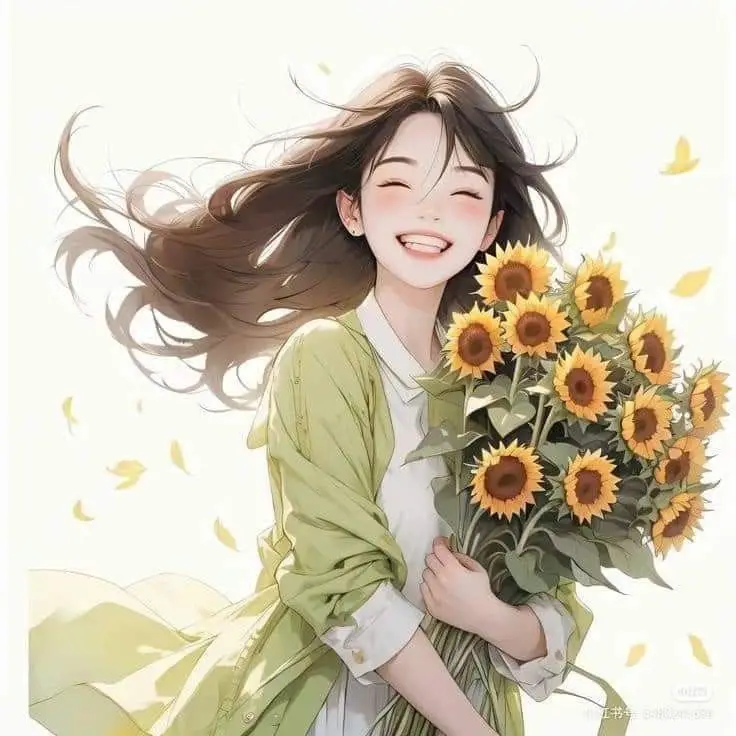 Quay Lưng Ảnh Cô Gái Cầm Hoa Anime Đẹp 70