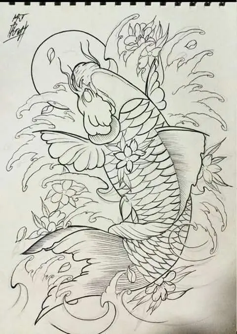 Vẽ Hình Xăm Cá Chép Độc Đáo Và Sáng Tạo 1