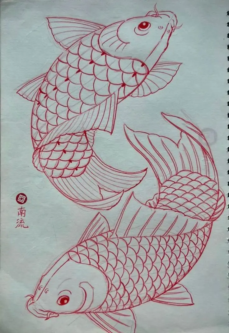 Vẽ Hình Xăm Cá Chép Độc Đáo Và Sáng Tạo 8