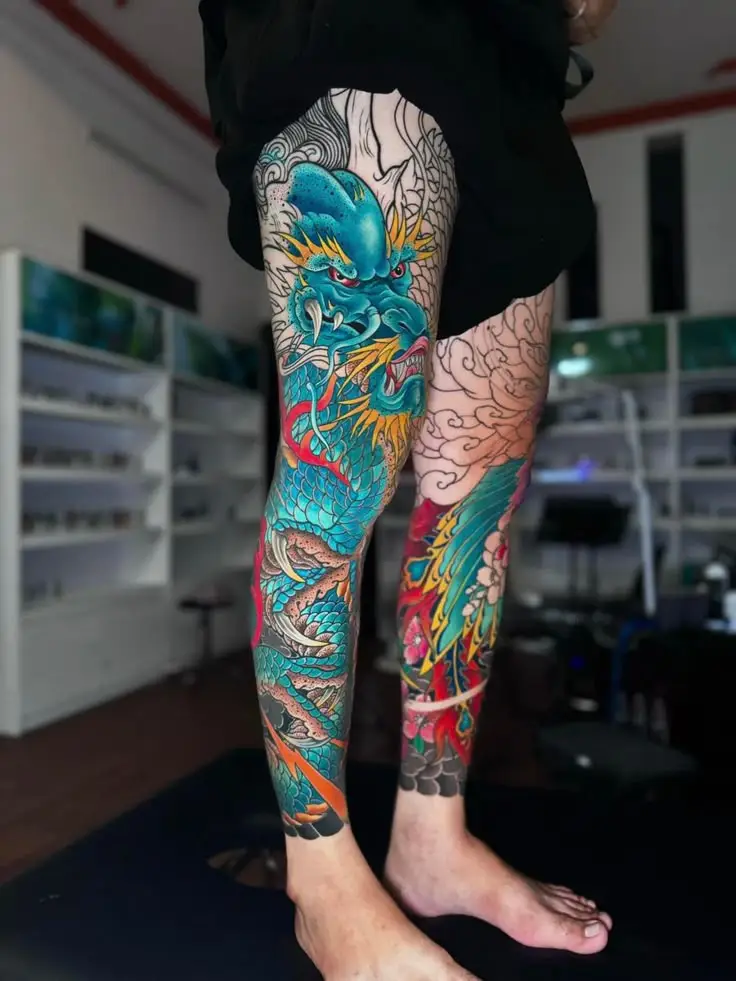 Hình Xăm Full Chân Nhật Cổ: Nghệ Thuật Truyền Thống Gặp Gỡ Hiện Đại 3